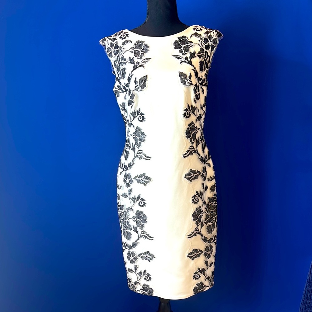 Tadashi Shoji Sheath with Black and White Lace